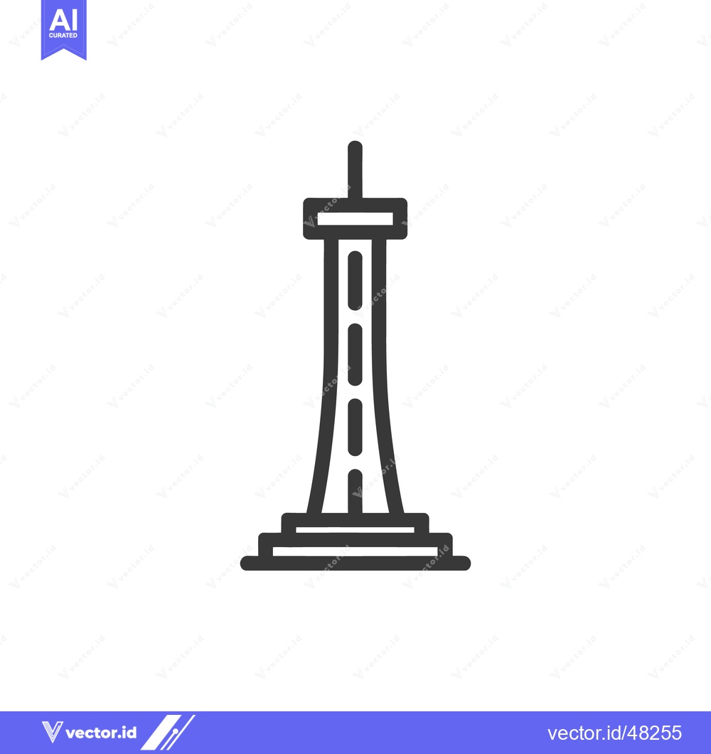 Premium Vector dari Seattle Space Needle Icon: Minimalist Line Art Design on White Backgro
