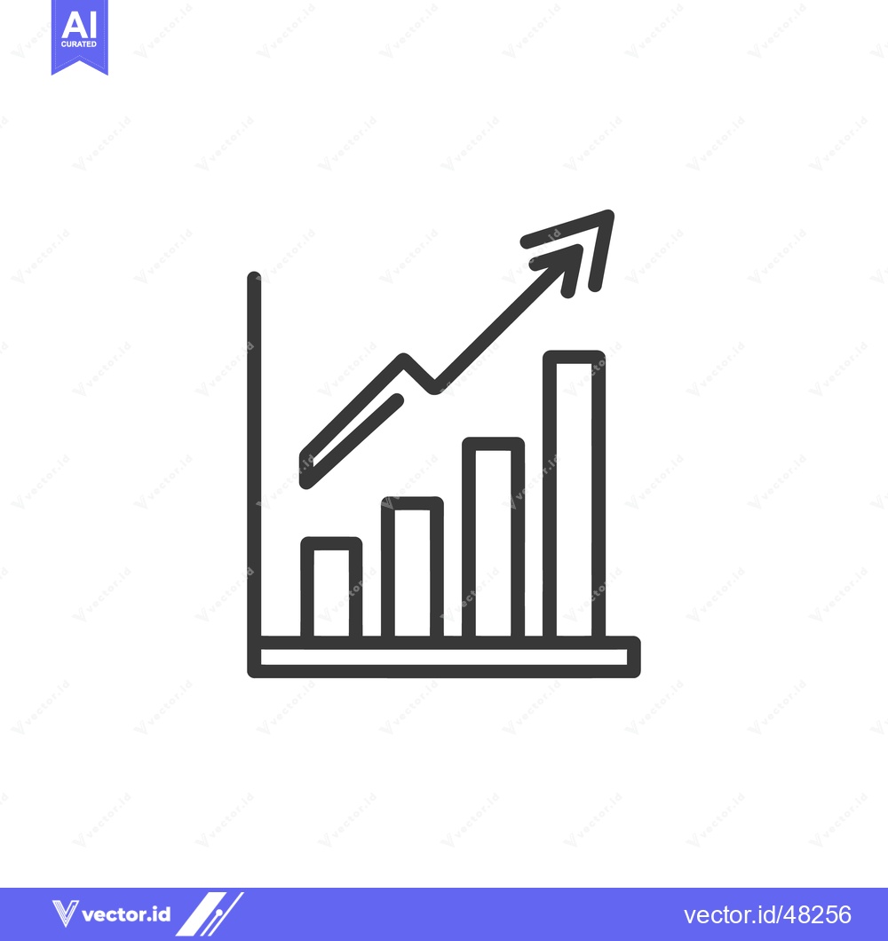 Premium Vector of Ascending Bar Graph with Arrow: Business Growth Icon in Outline Style
