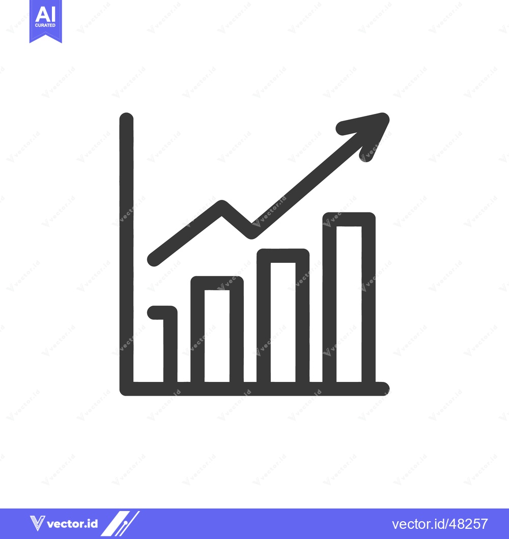 Premium Vector of Ascending Bar Graph Icon with Arrow, Business Growth Concept, Isolated