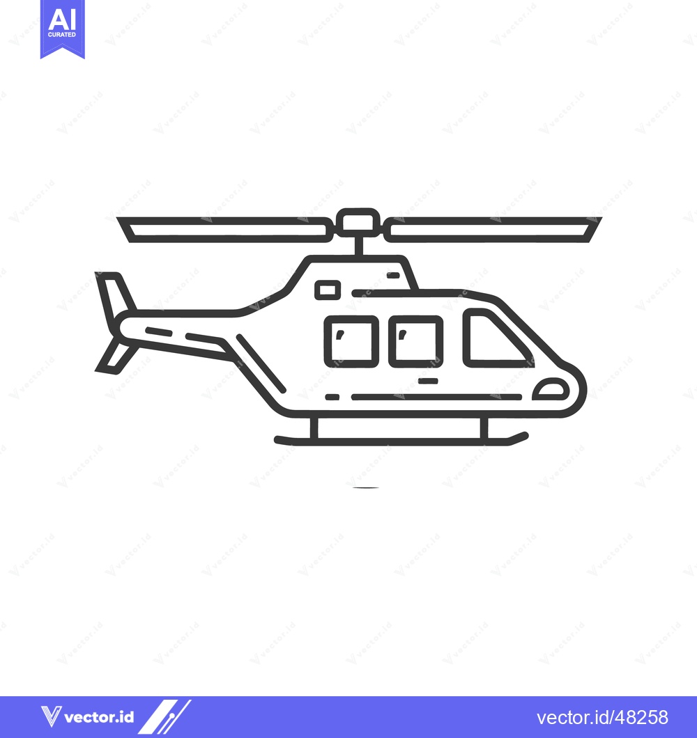 Premium Vector dari Minimalist Helicopter Icon: Clean Line Art on White Background