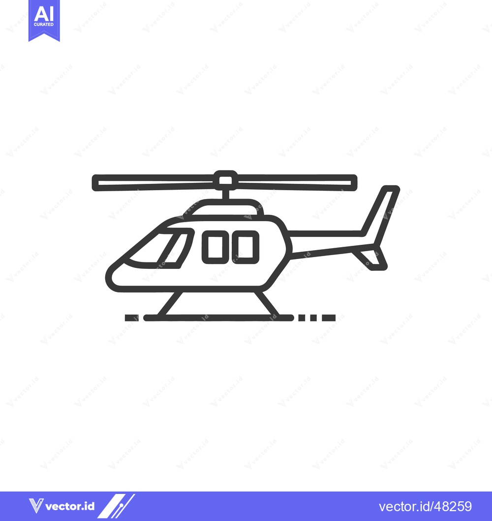 Premium Vector dari Minimalist Helicopter Icon: Clean Line Art on White Background