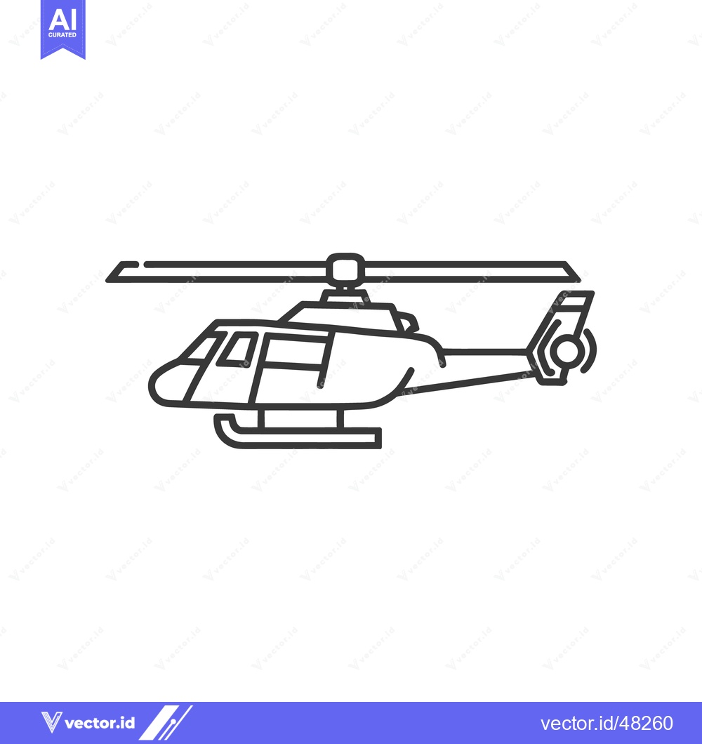 Premium Vector dari Minimalist Helicopter Icon: Clean Line Art on White Background