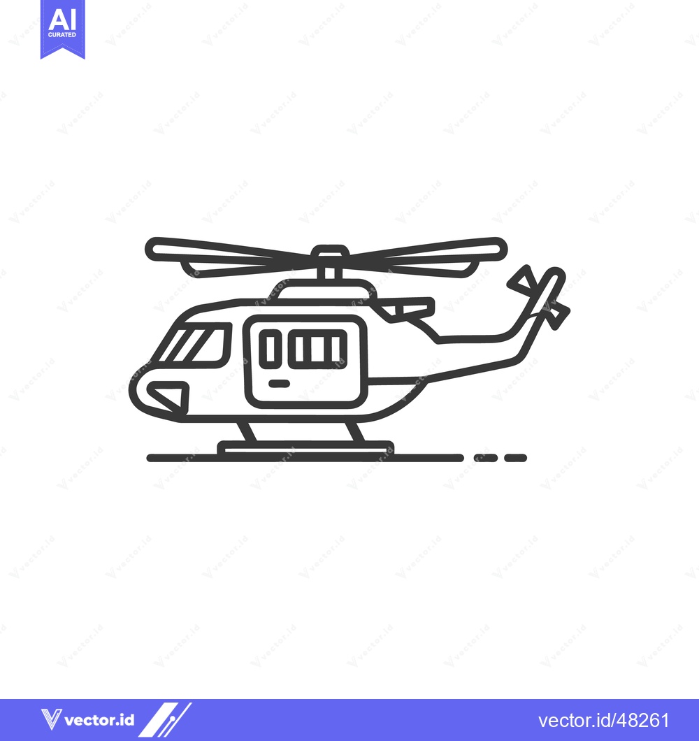 Premium Vector dari Minimalist Helicopter Icon: Clean Line Art on White Background