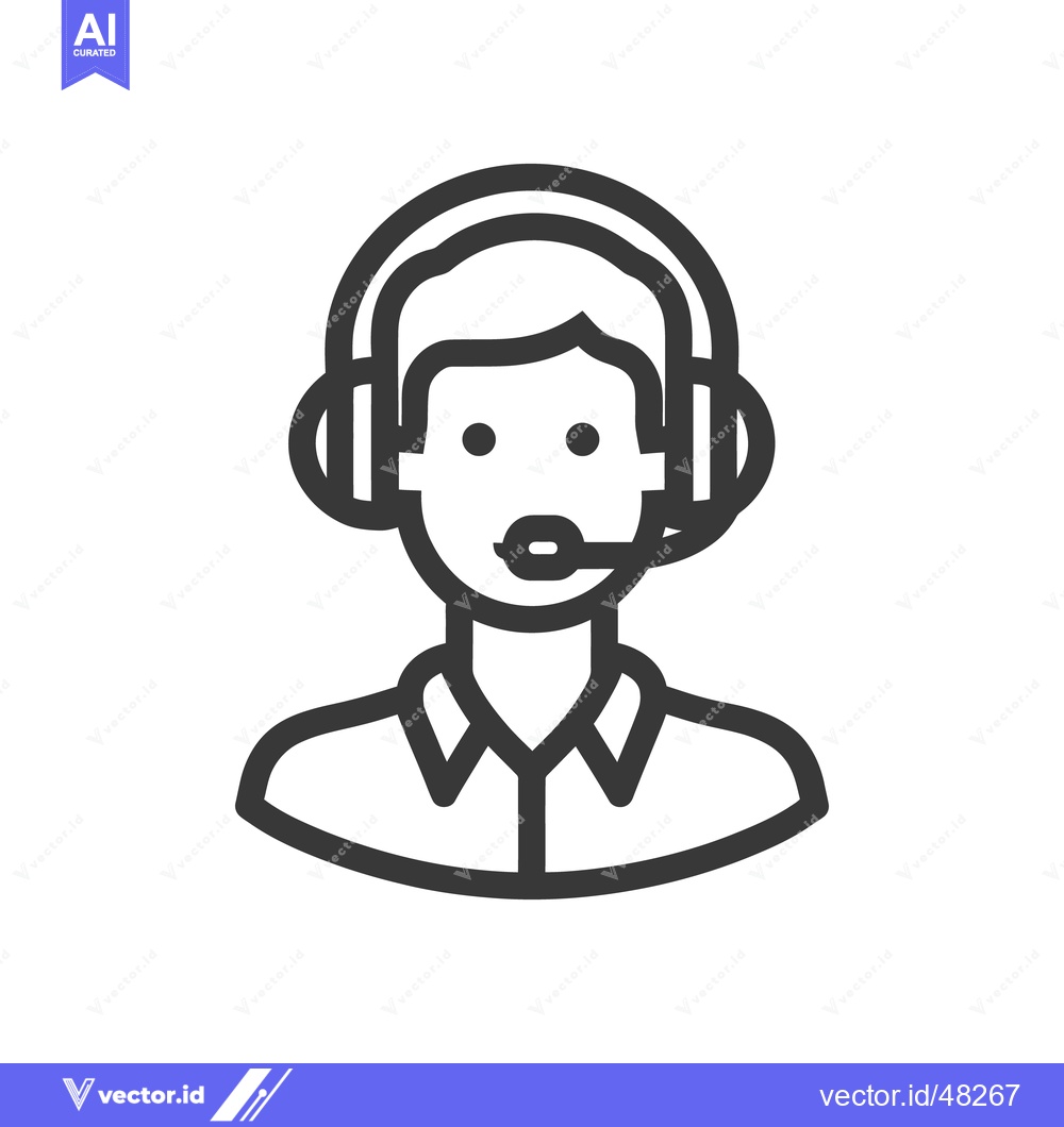 Premium Vector dari Minimalist Icon of Customer Service Representative with Headset