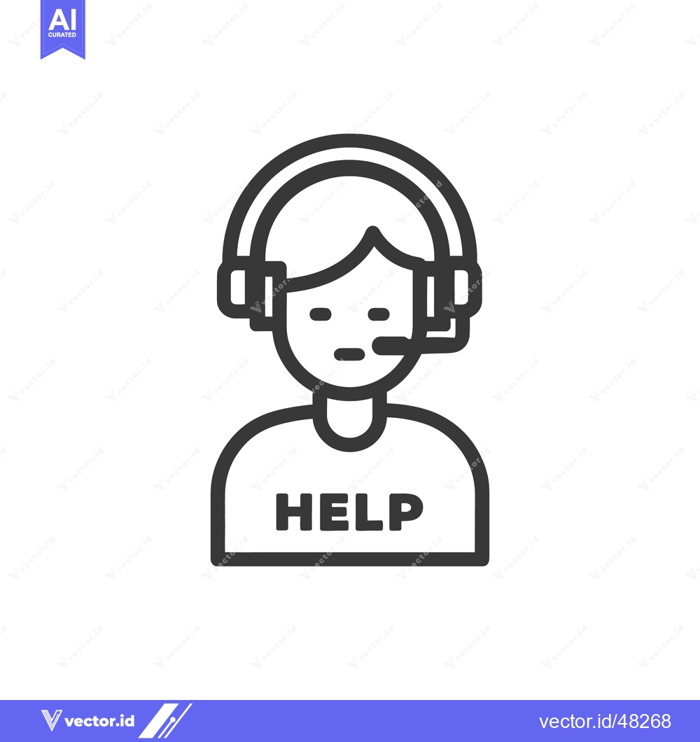 Premium Vector dari Minimalist Help Desk Icon: Customer Service Representative with Headse