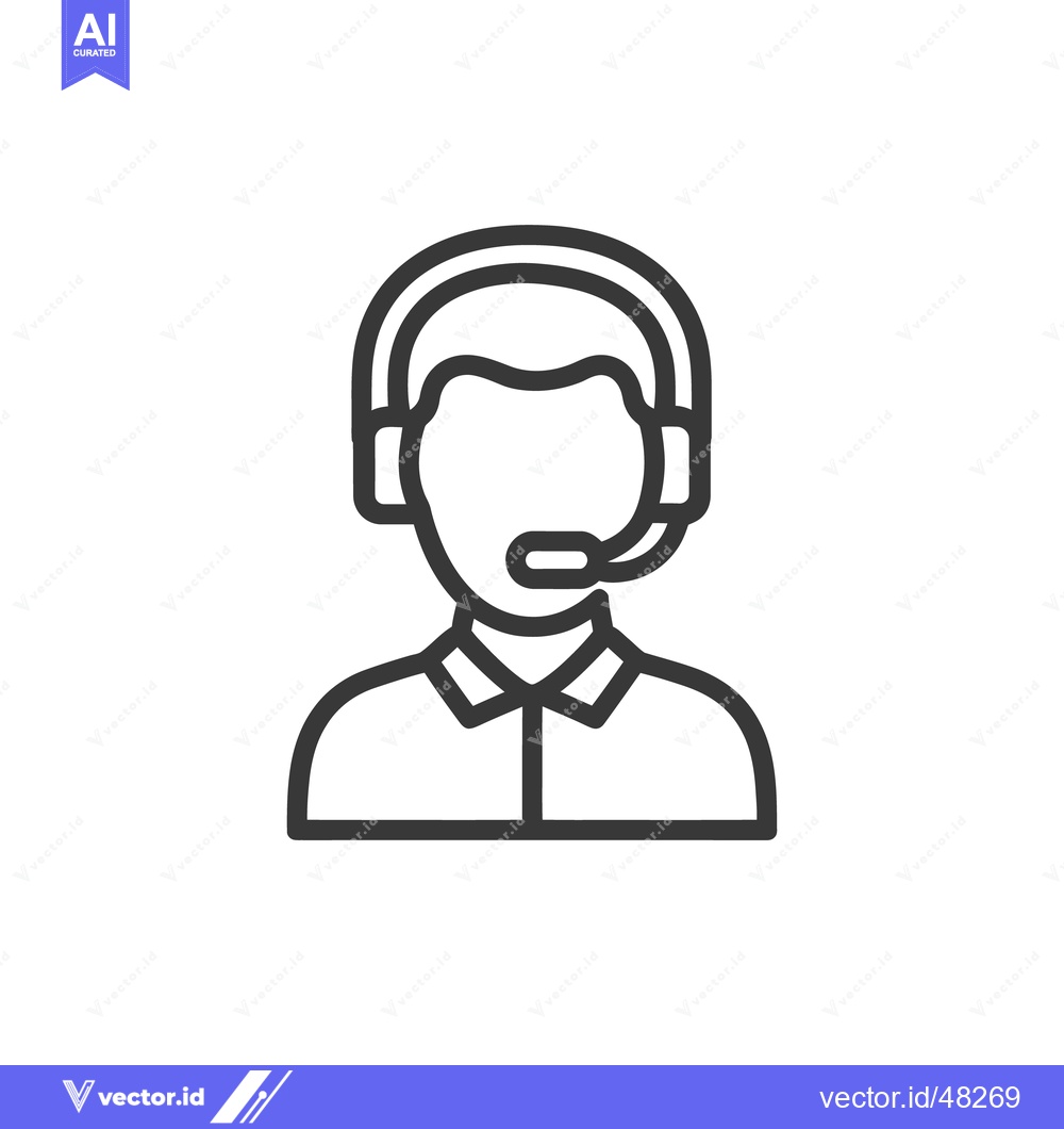 Premium Vector of Minimalist Icon of Customer Service Representative with Headset