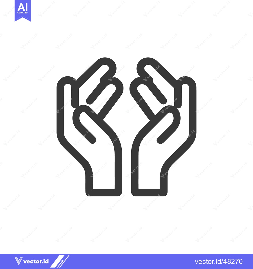 Premium Vector of Minimalist Icon of Two Hands Cupped Upward, Offering or Receiving
