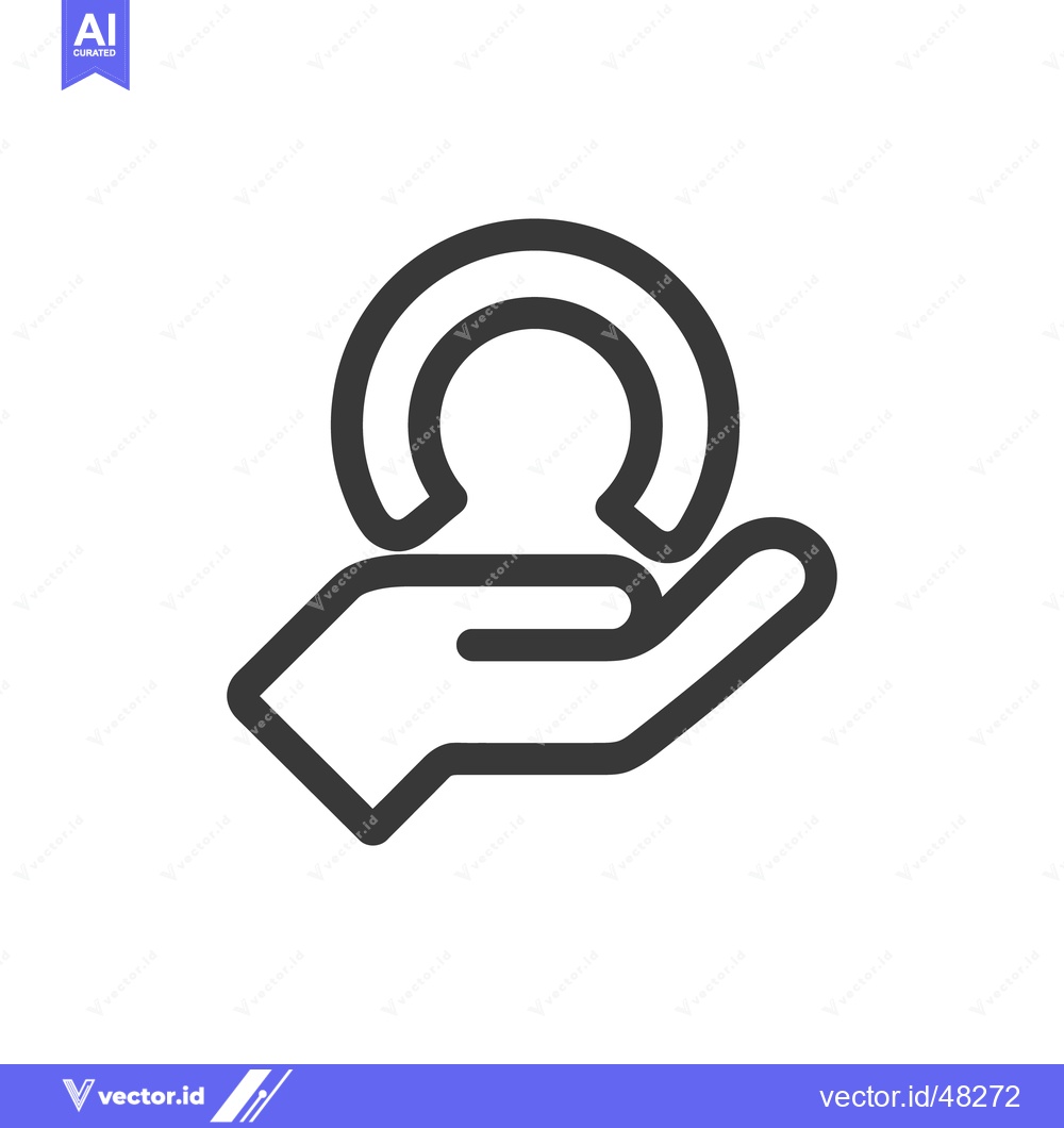 Premium Vector dari Hand Offering Coin Icon: Charity, Donation, Investment Concept, Minima
