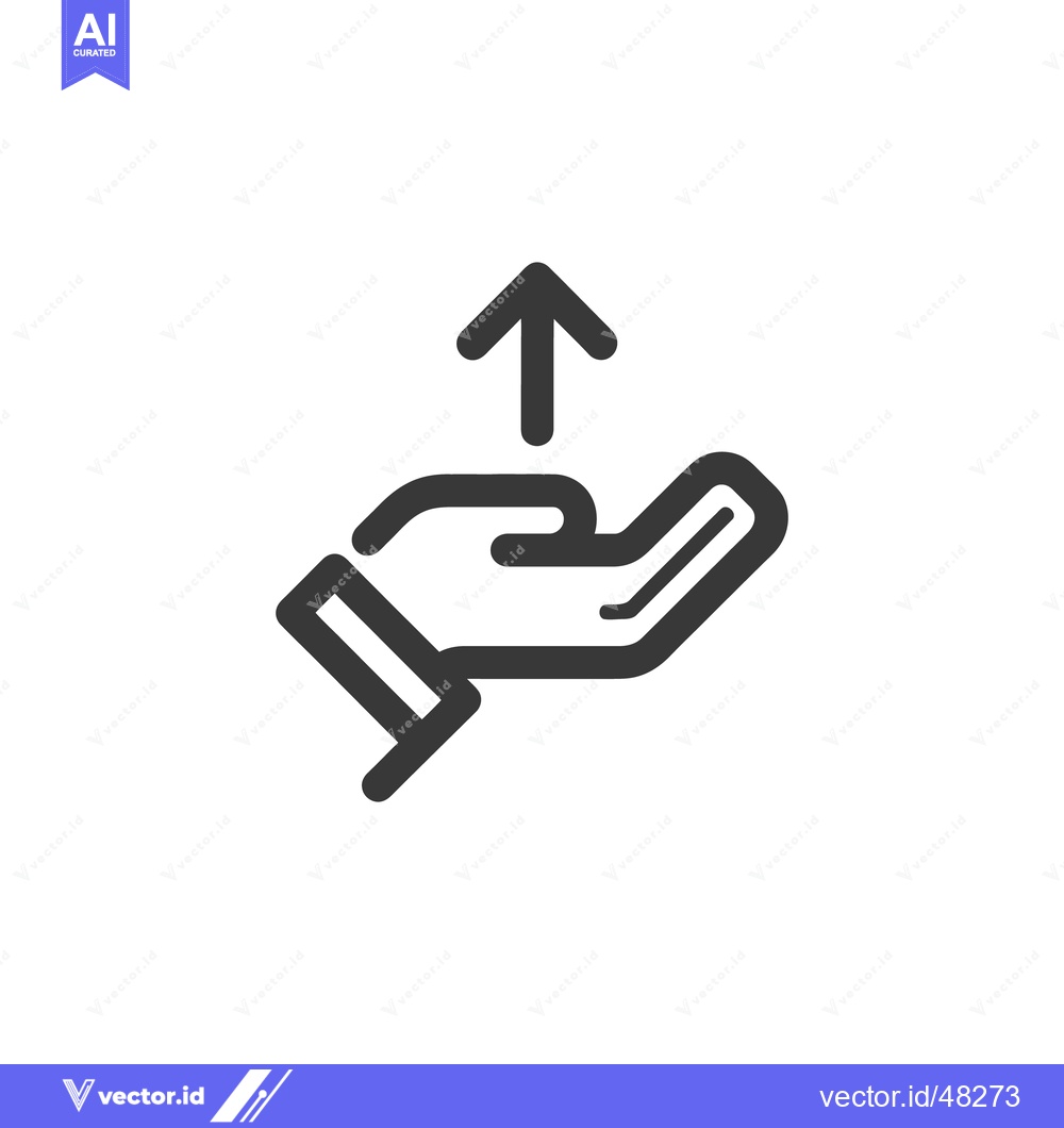 Premium Vector of Hand Offering Arrow Upward: Minimalist Icon for Growth and Support