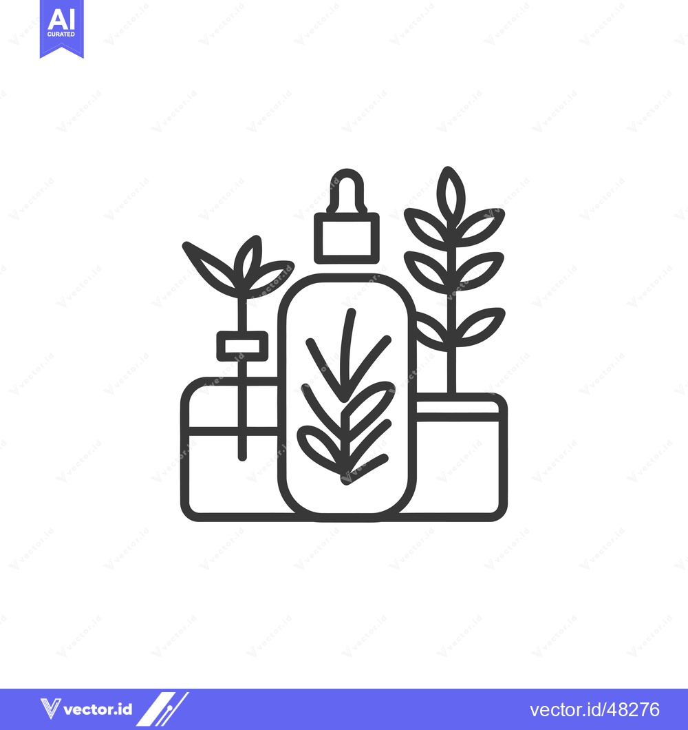 Premium Vector of Herbal Essential Oil Bottle with Dropper and Plants