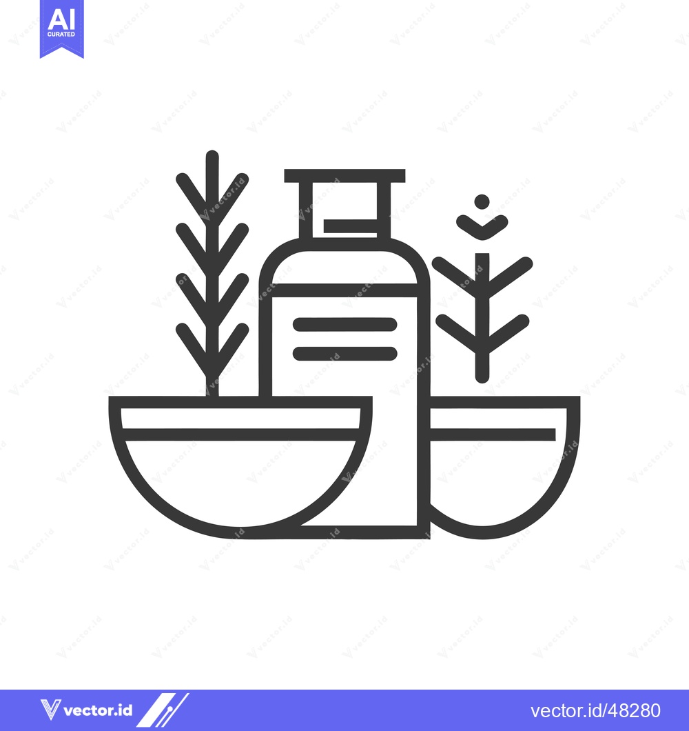 Premium Vector of Herbal Supplement Bottle with Two Plants in Bowls