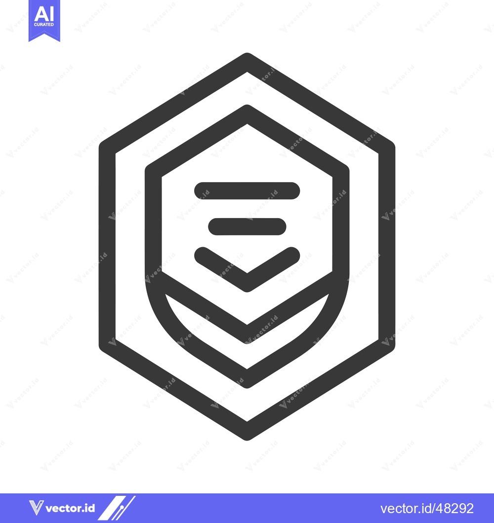 Premium Vector dari Hexagon-shaped shield with downward arrow and double lines inside