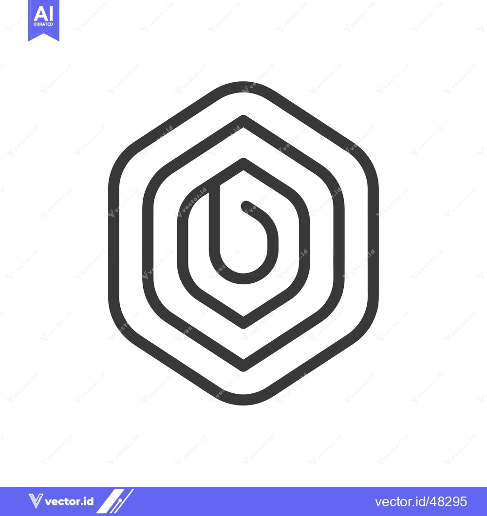 Premium Vector dari Hexagon with Concentric Curved Lines and Letter B in the Center