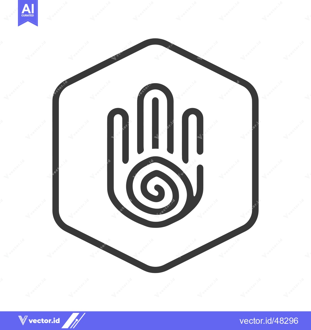 Premium Vector dari Hexagon with Outline of a Hand with a Spiral Inside