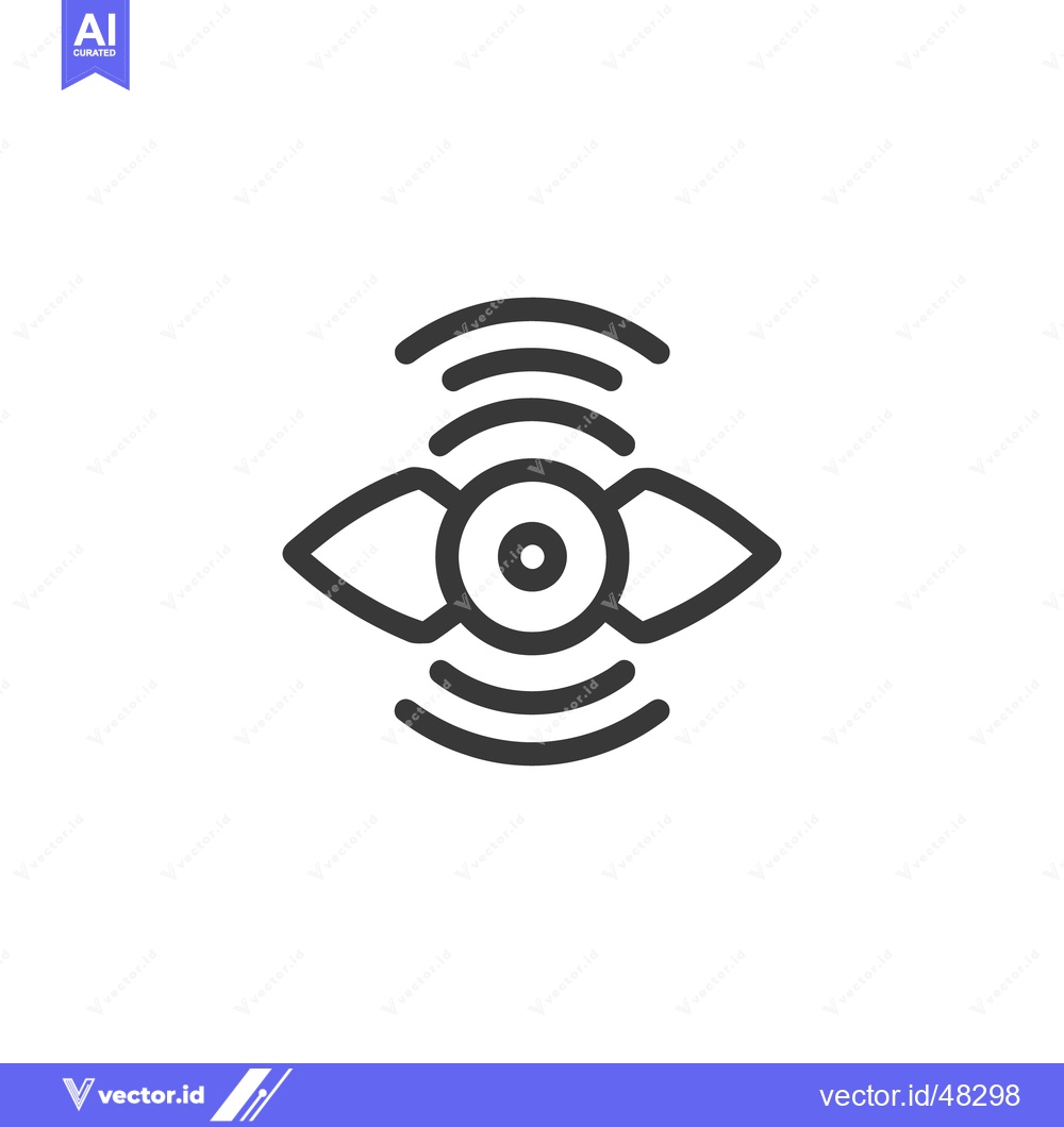 Premium Vector dari Minimalist Eye Icon with Signal Waves, Surveillance Concept, Dark Gray