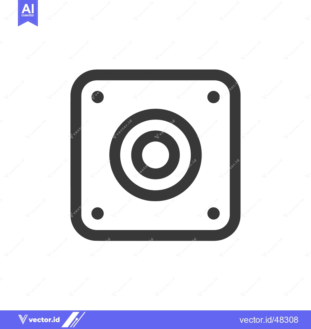 Premium Vector of Minimalist Speaker Icon: Square Frame, Concentric Circles, Clean Desig