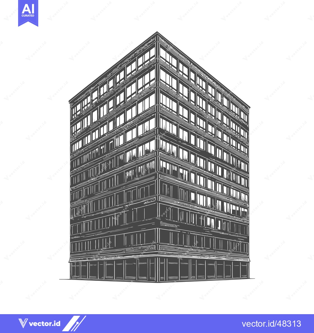 Premium Vector of A Corner View of a Multistory Building Sketch