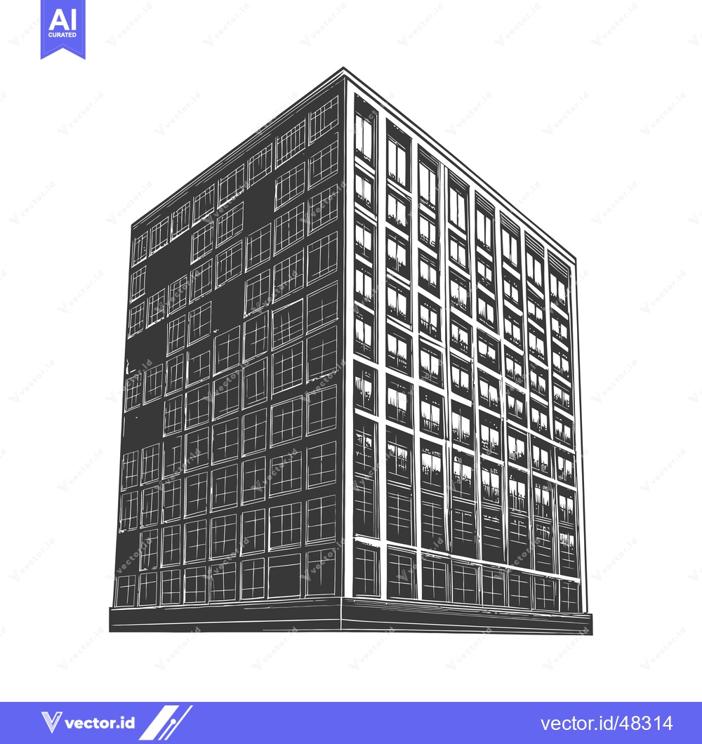 Premium Vector dari A Sketch of a Modern Multistory Building