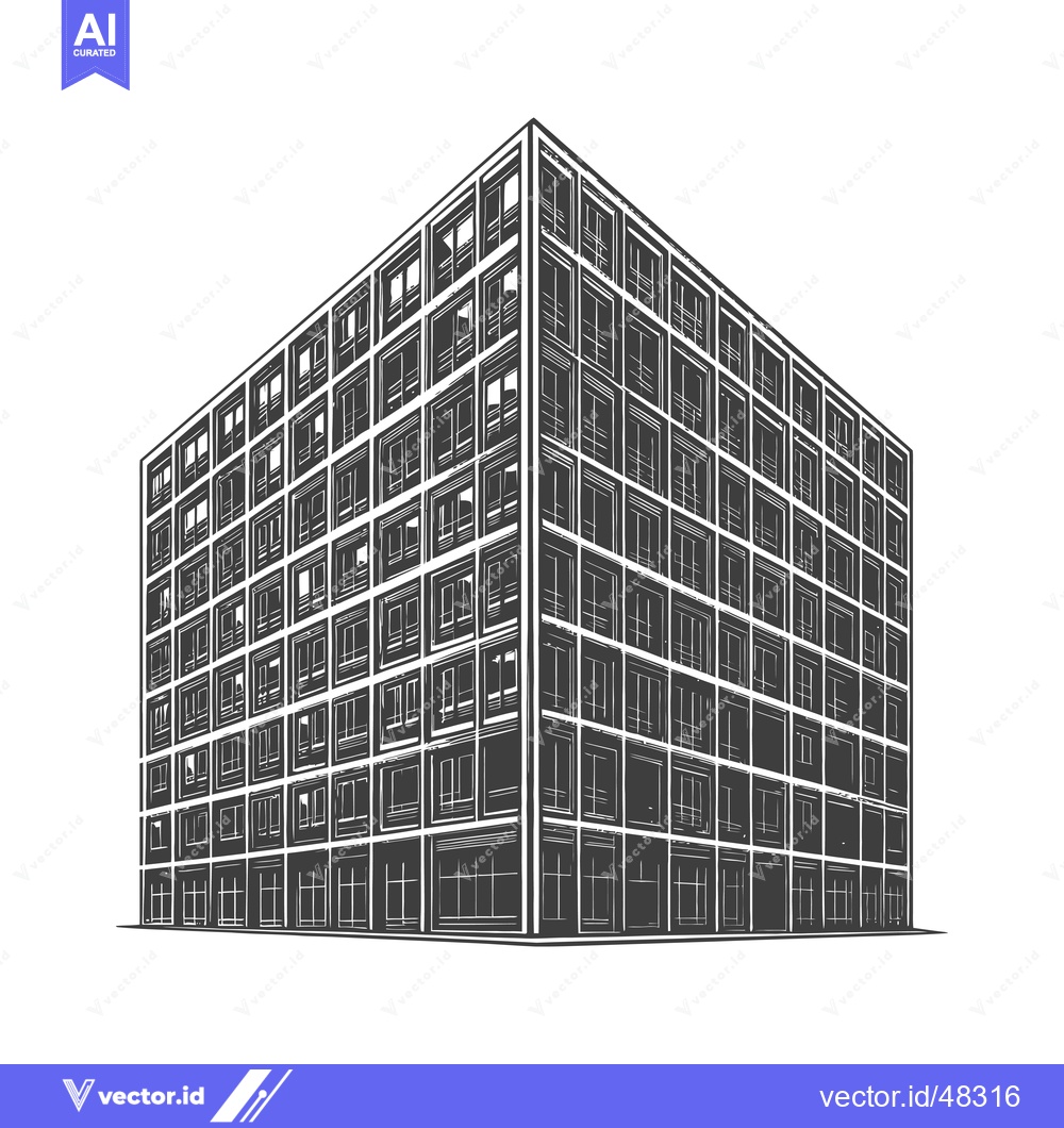 Premium Vector dari A detailed sketch of a multistory apartment building