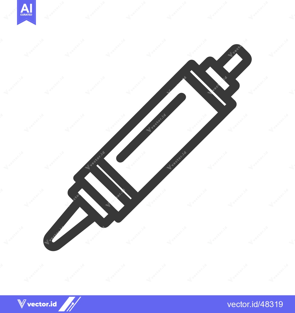 Premium Vector of Minimalist Black Outline Icon of a Ballpoint Pen on White Background