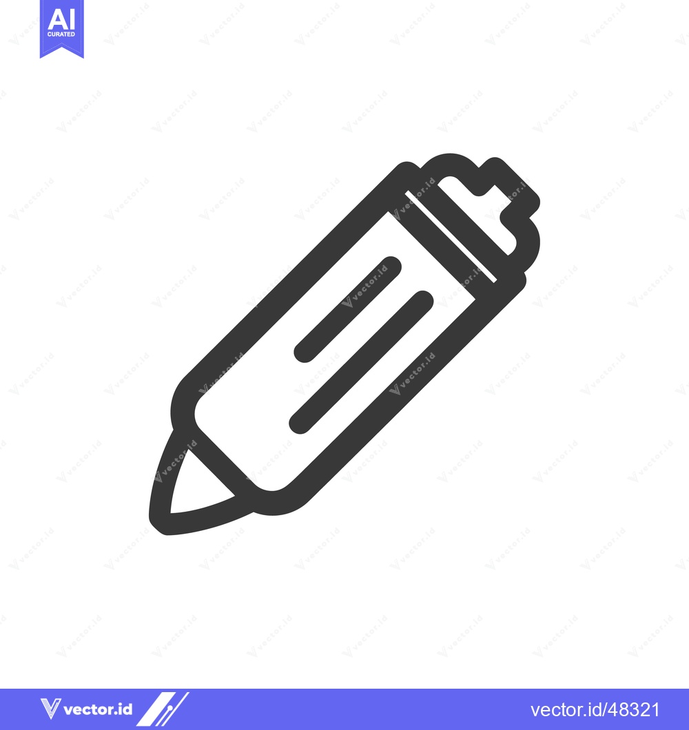 Premium Vector dari Bold Outline Icon: Gray Marker Pen on White Background, Minimalist Des