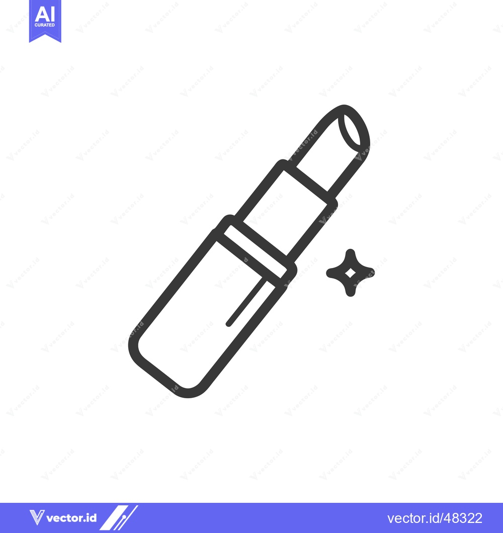 Premium Vector dari Minimalist Lipstick Icon with Sparkle, Beauty Product Illustration