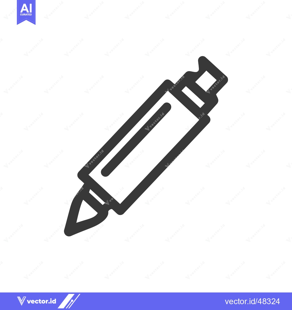 Premium Vector of Minimalist Marker Icon: Bold Outline on White Background, Art Tool Sym