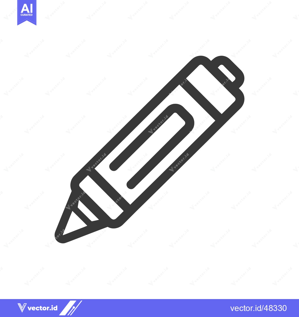 Premium Vector of Minimalist Pencil Icon: Bold Outline on White Background, Writing Tool