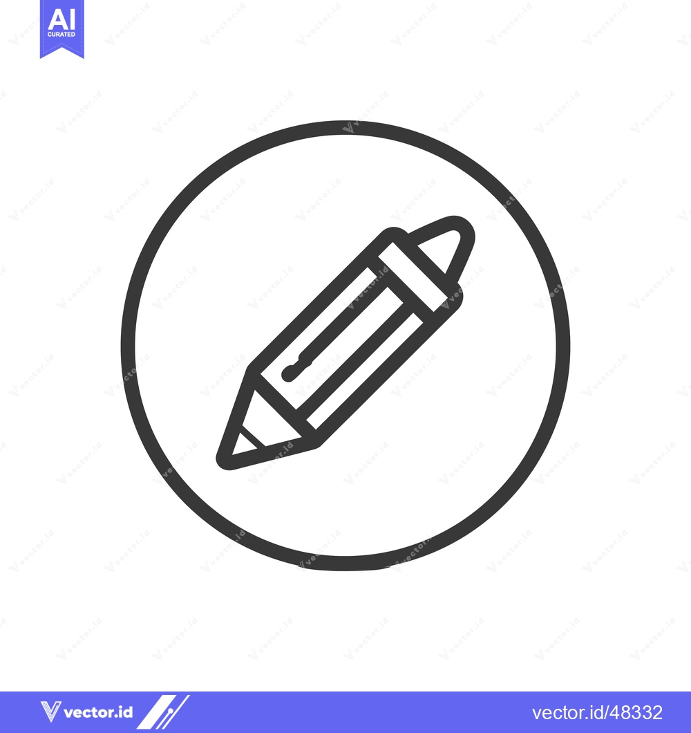 Premium Vector dari Pencil Icon in Circle, Minimalist Design, Black Outline on White Backg