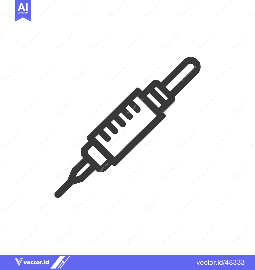 Premium Vector of Syringe Icon: Medical Injection Tool in Simple Line Art Style