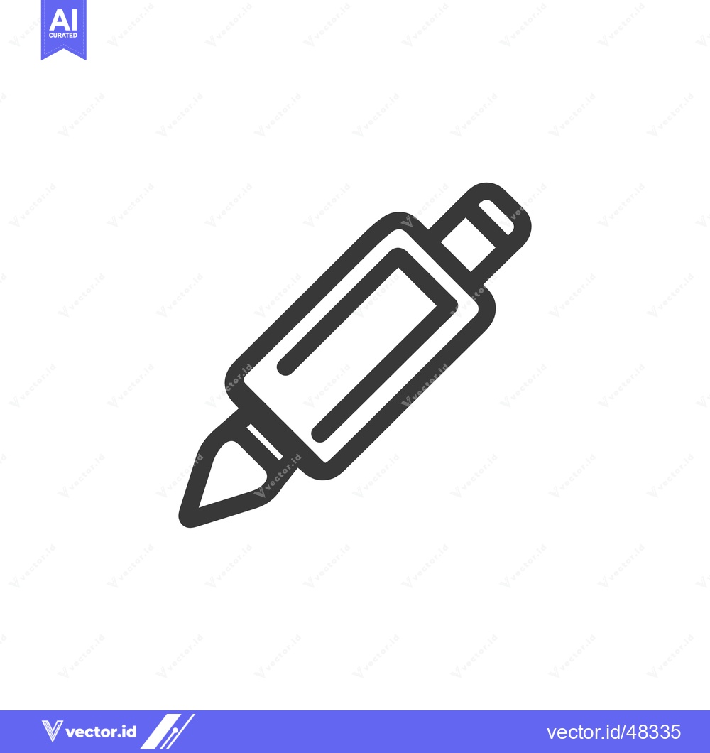 Premium Vector dari Stylized Black Outline Icon of a Pen on White Background