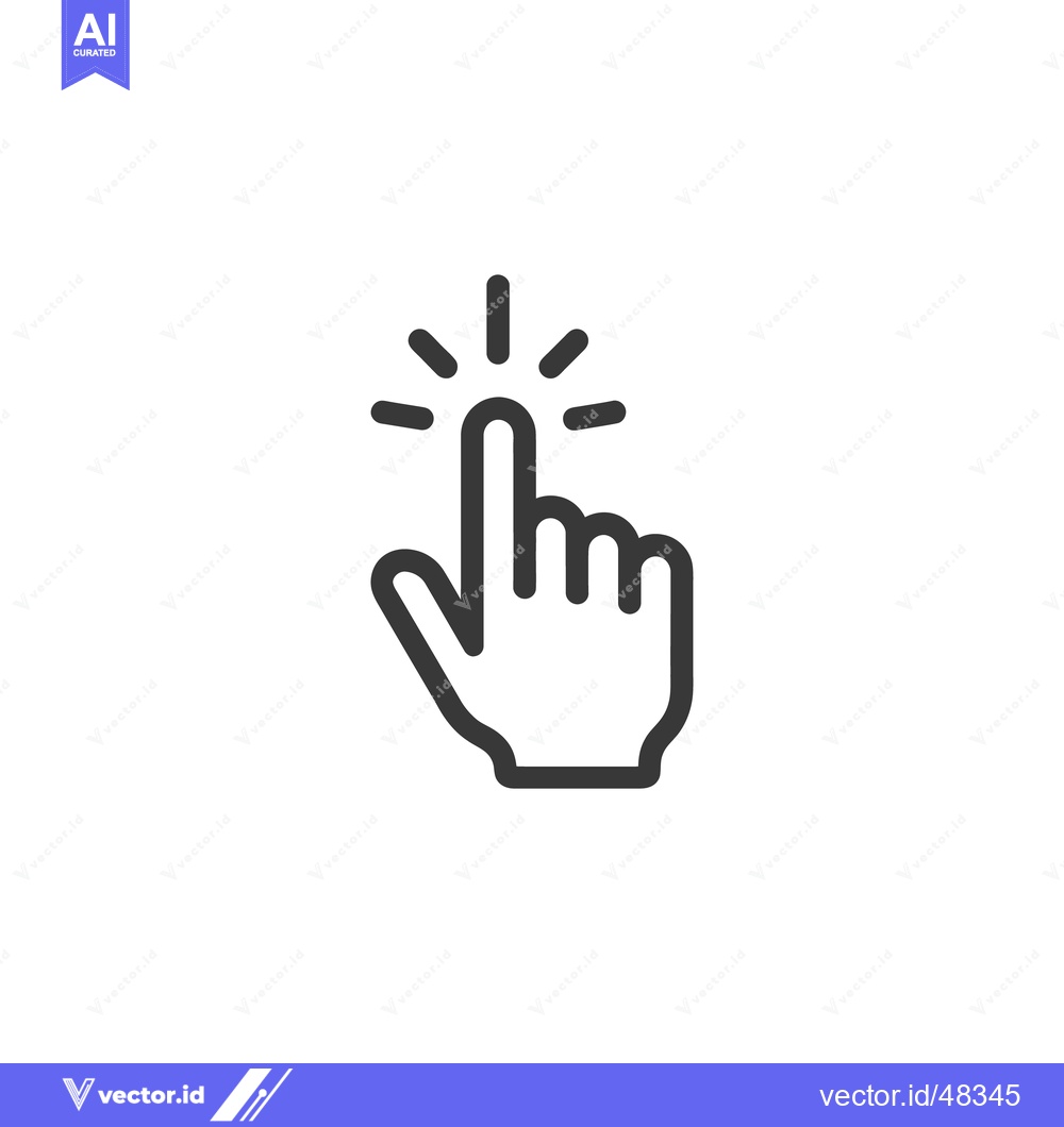 Premium Vector dari Clicking Finger Icon: Bold Line Art on White Background, Digital Inter