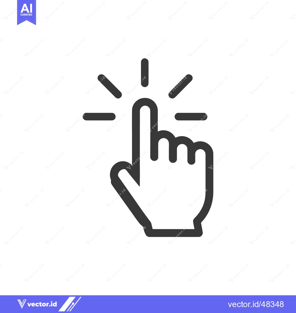 Premium Vector of Click Icon: Finger Pointing with Rays, Isolated on White