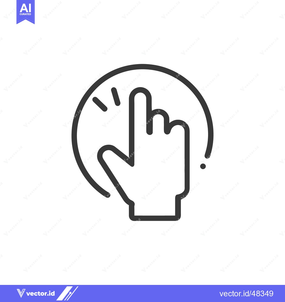 Premium Vector dari Minimalist Hand Pointing Icon in Circle, Black Outline on White Backgr