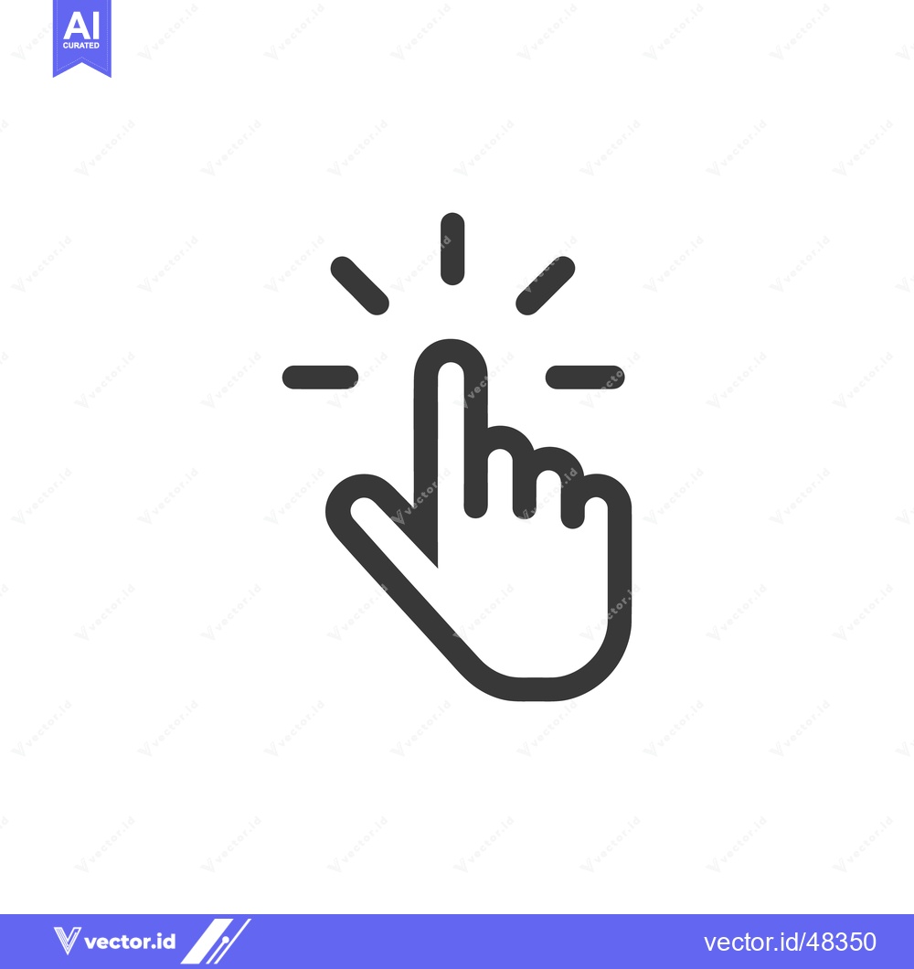 Premium Vector dari Click Icon: Finger Tapping with Radiating Lines, Minimalist Design