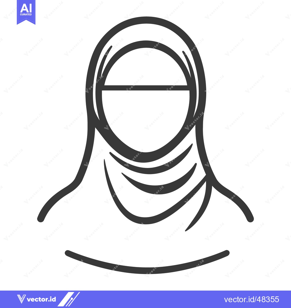 Premium Vector of A simple line art illustration of a woman wearing a headscarf