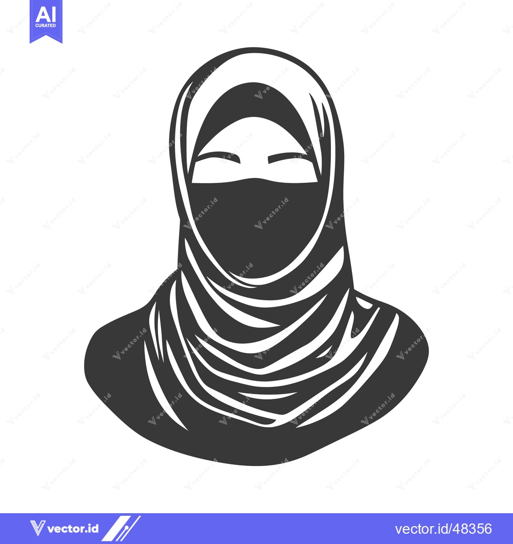 Premium Vector dari An artistic monochrome portrait of a woman wearing a hijab