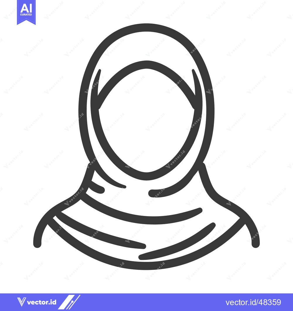 Premium Vector of A simple line drawing depicting a head covering scarf
