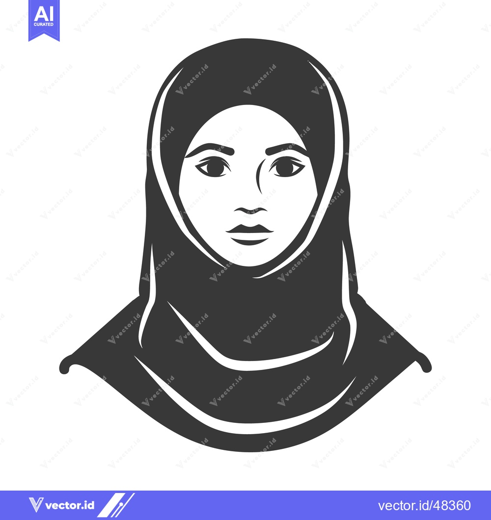 Premium Vector dari Black and white illustration of a woman wearing a head covering