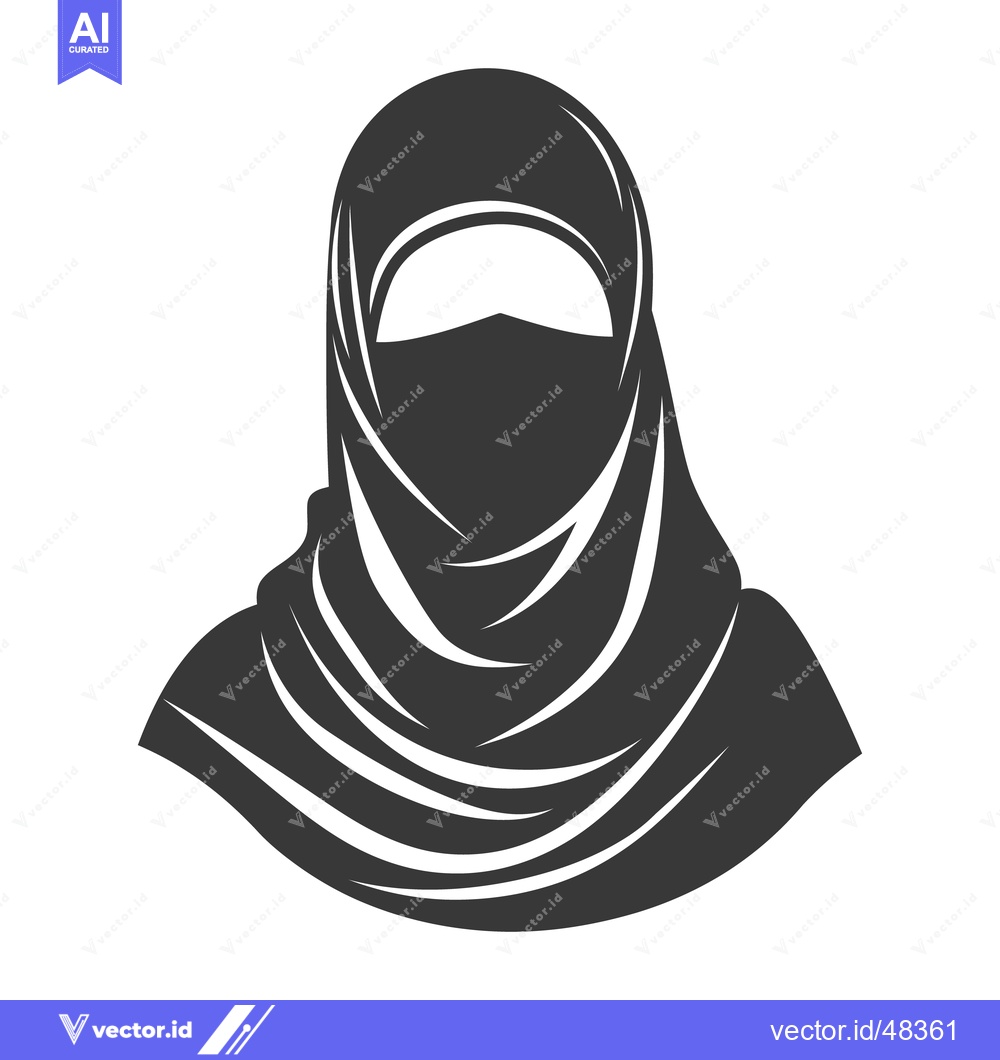 Premium Vector dari A simple image depicting a woman wearing a traditional veil covering h