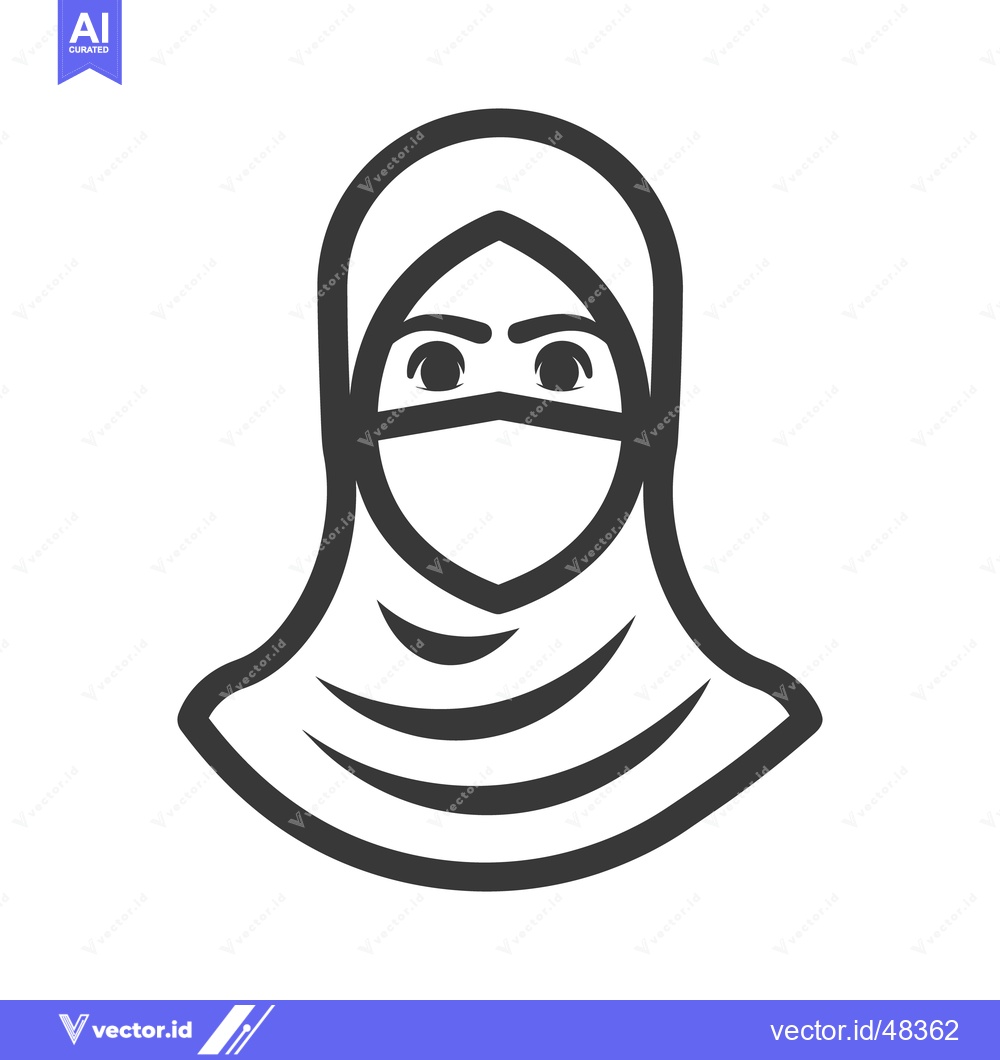 Premium Vector of A simple linear artwork of a woman wearing a headscarf