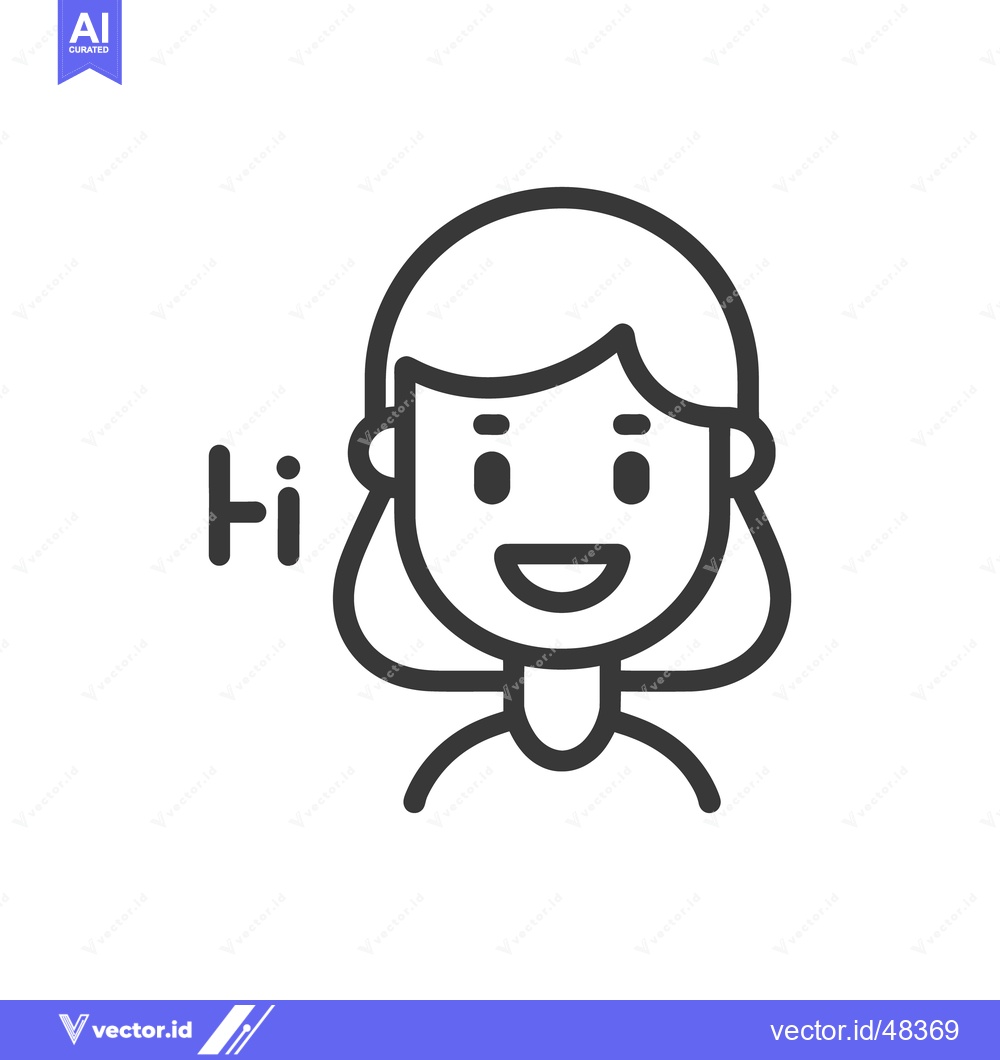 Premium Vector of A simple line art depiction of a smiling female character