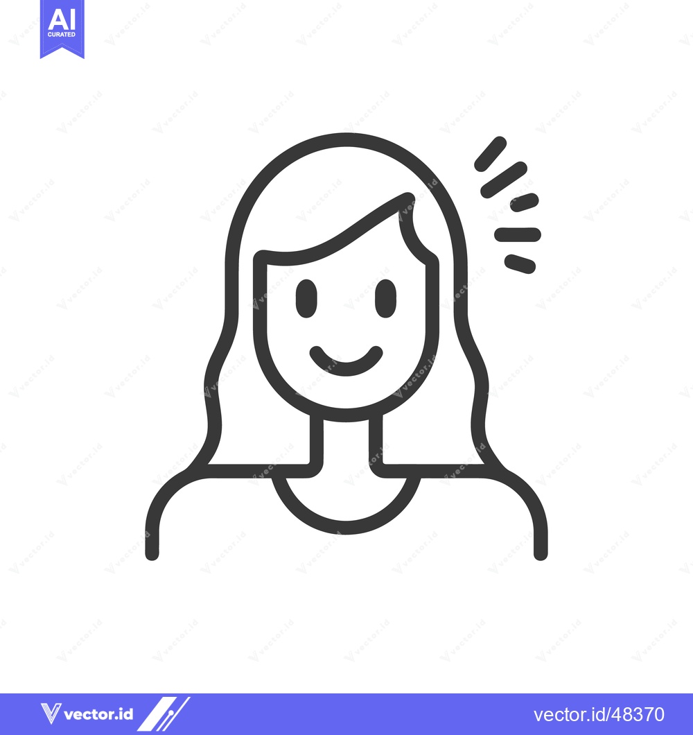 Premium Vector dari A simple black outline drawing of a smiling woman