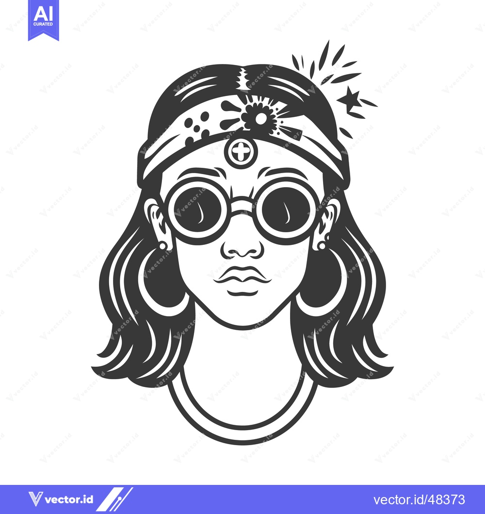 Premium Vector of A stylized portrait illustration of a woman wearing sunglasses and a h