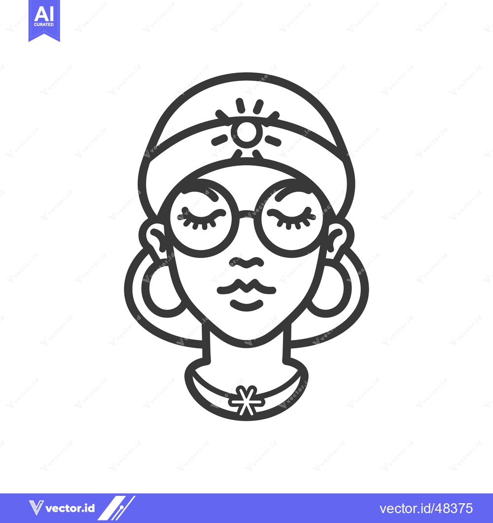 Premium Vector dari A stylized illustration of a woman with glasses and a sun decoration