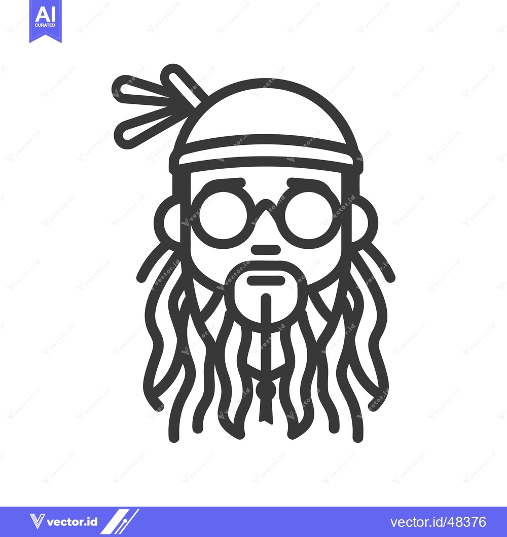 Premium Vector dari Cartoon depiction of a man with round glasses and long hair