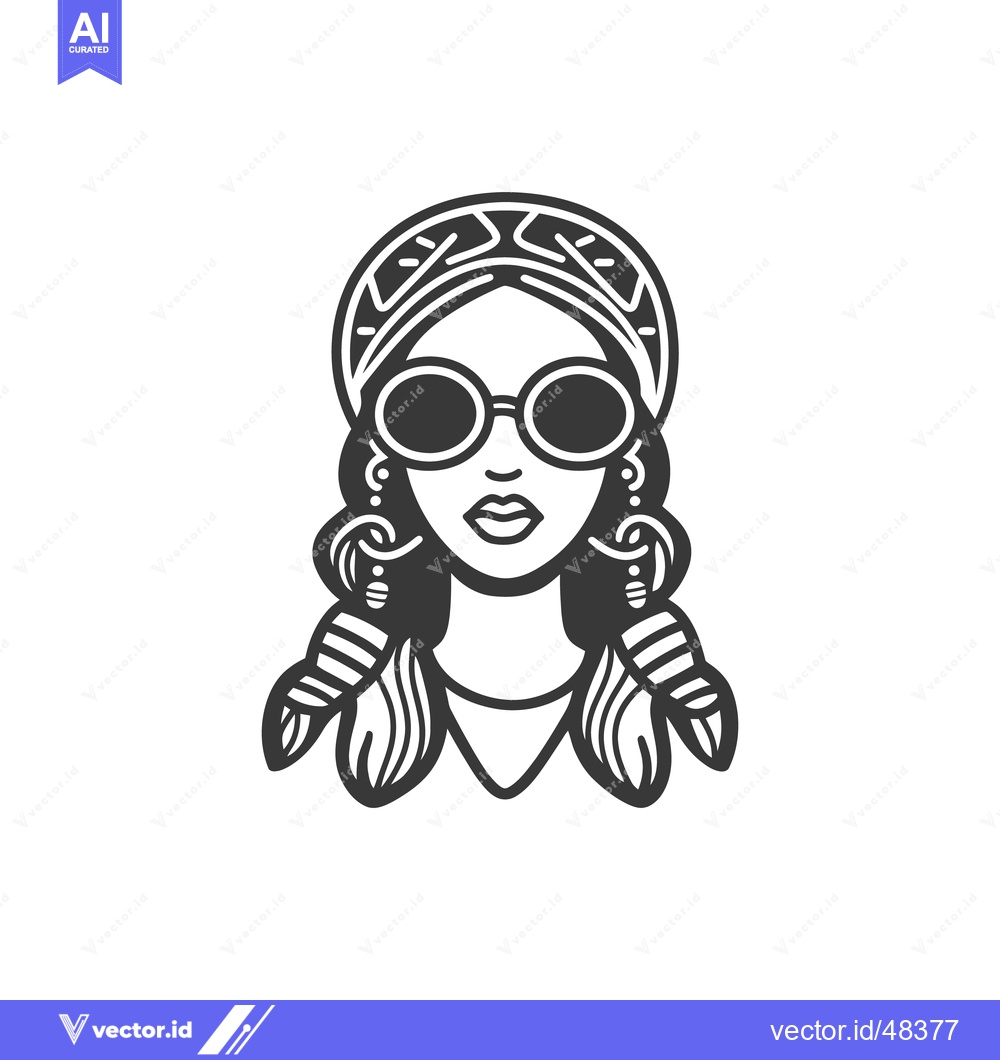 Premium Vector of A vector illustration of a fashionable woman with circular sunglasses