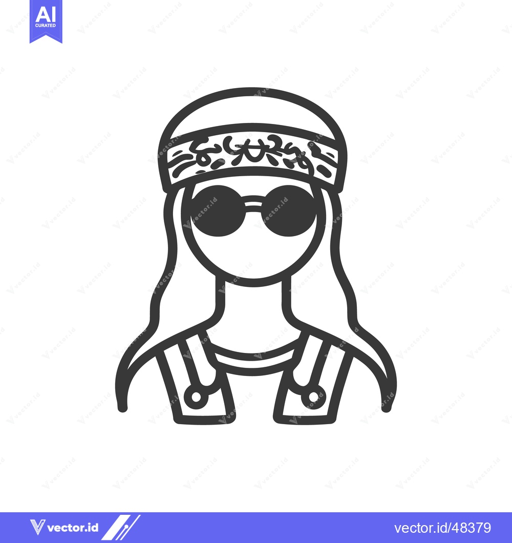 Premium Vector of A simple line drawing depicting a person with distinct hippie features