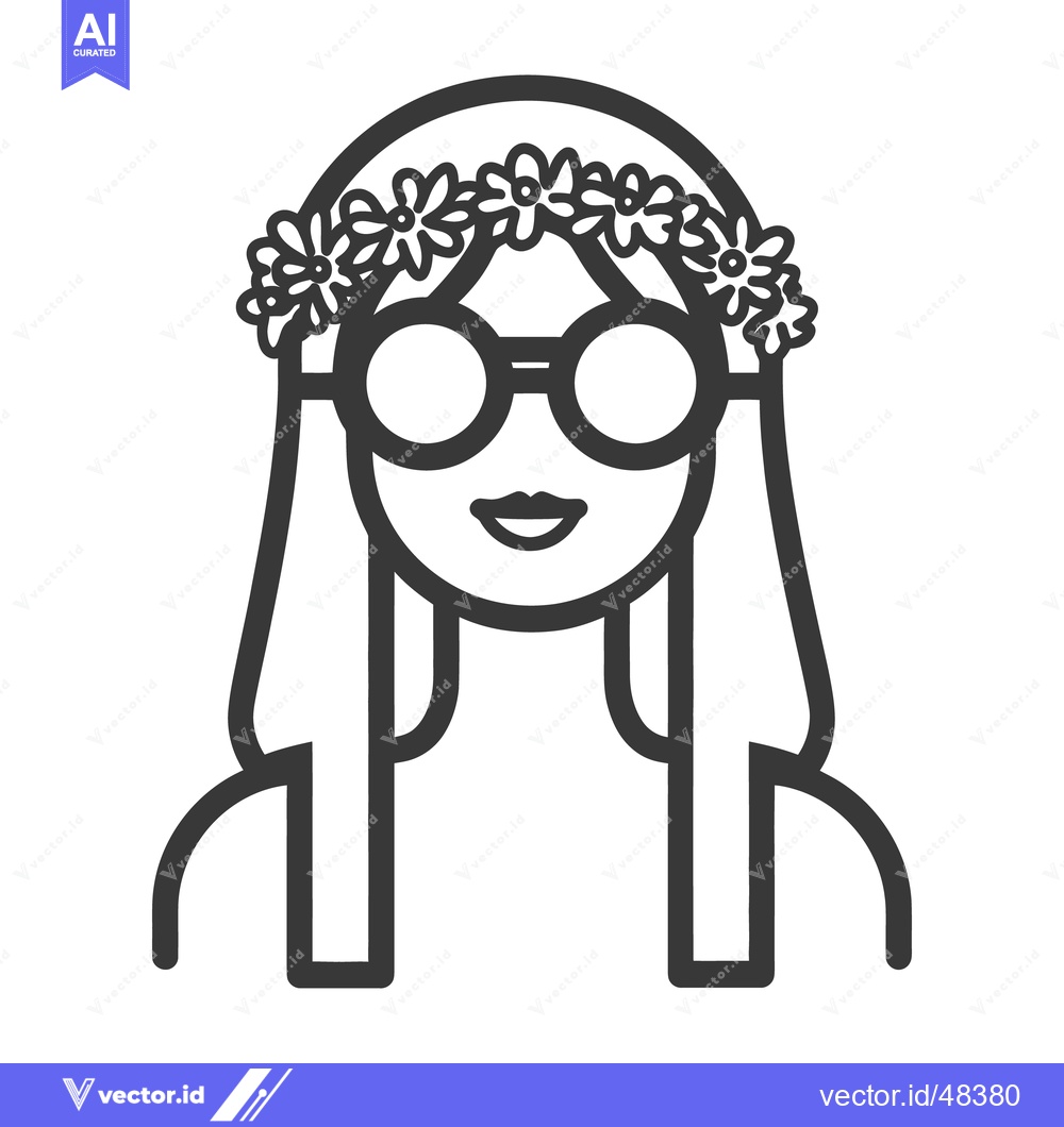 Premium Vector of A simple line drawing of a person with flowers and glasses