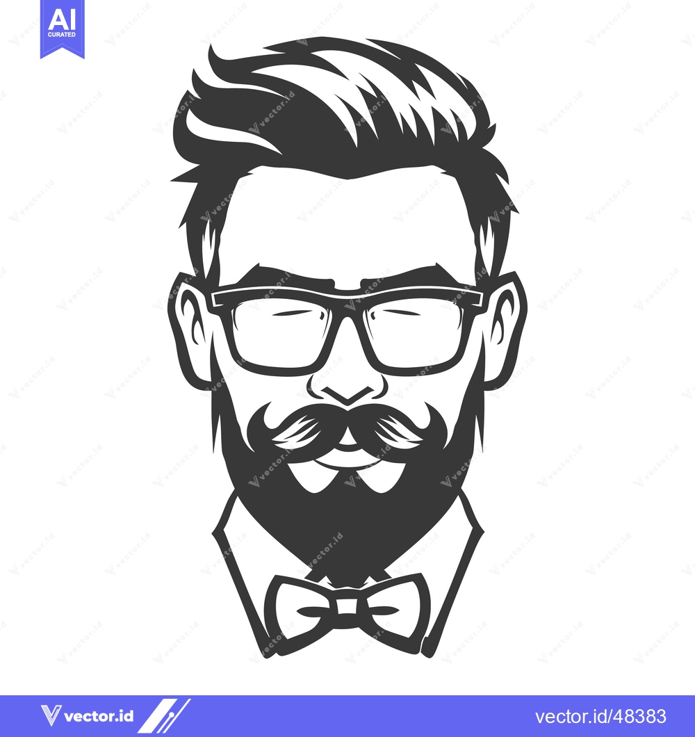 Premium Vector dari Vector Illustration Depicting a Man with a Beard and Glasses